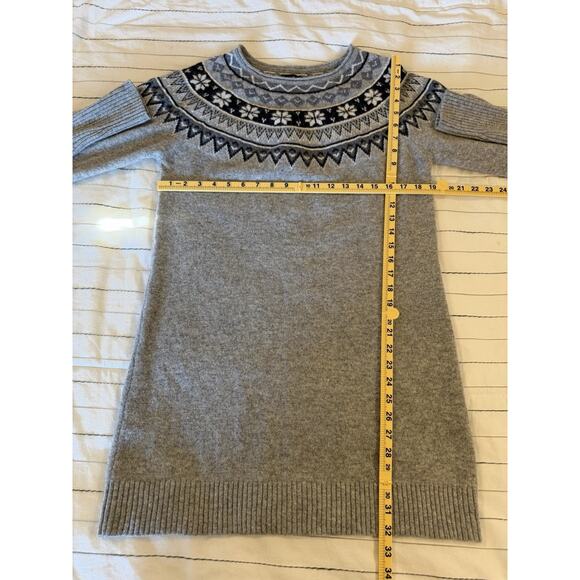 Skhoop | Lambswool Swedish Tunic Sweater Dress Fair isle Gray Black -Size Large - Picture 6 of 6